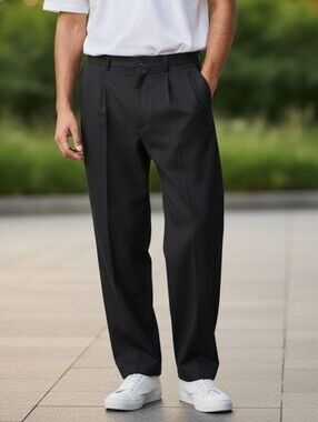 Savane Mens Black Dress Pants‎ 34x29 Comfort Waist Straight Leg Casual